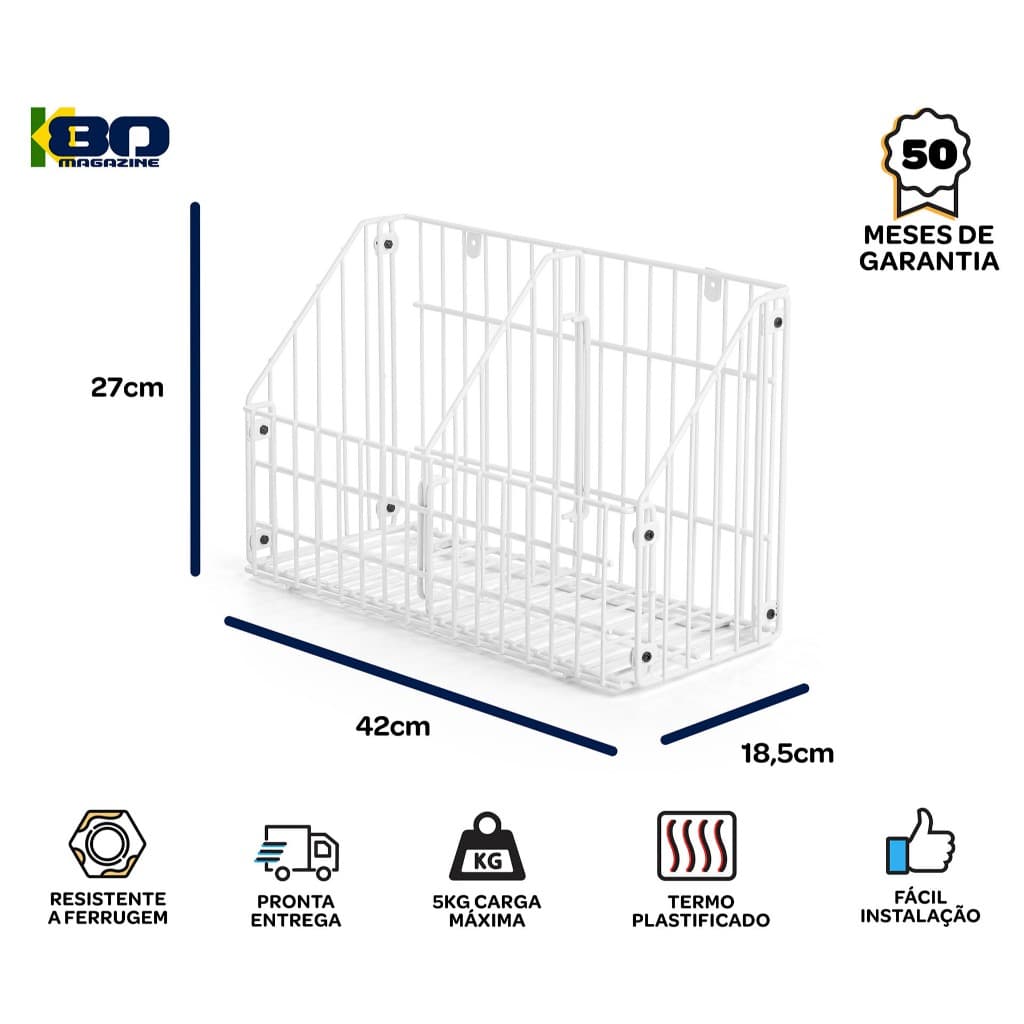Organizador de Parede MultiAmbiente Aramado Branco Compacto