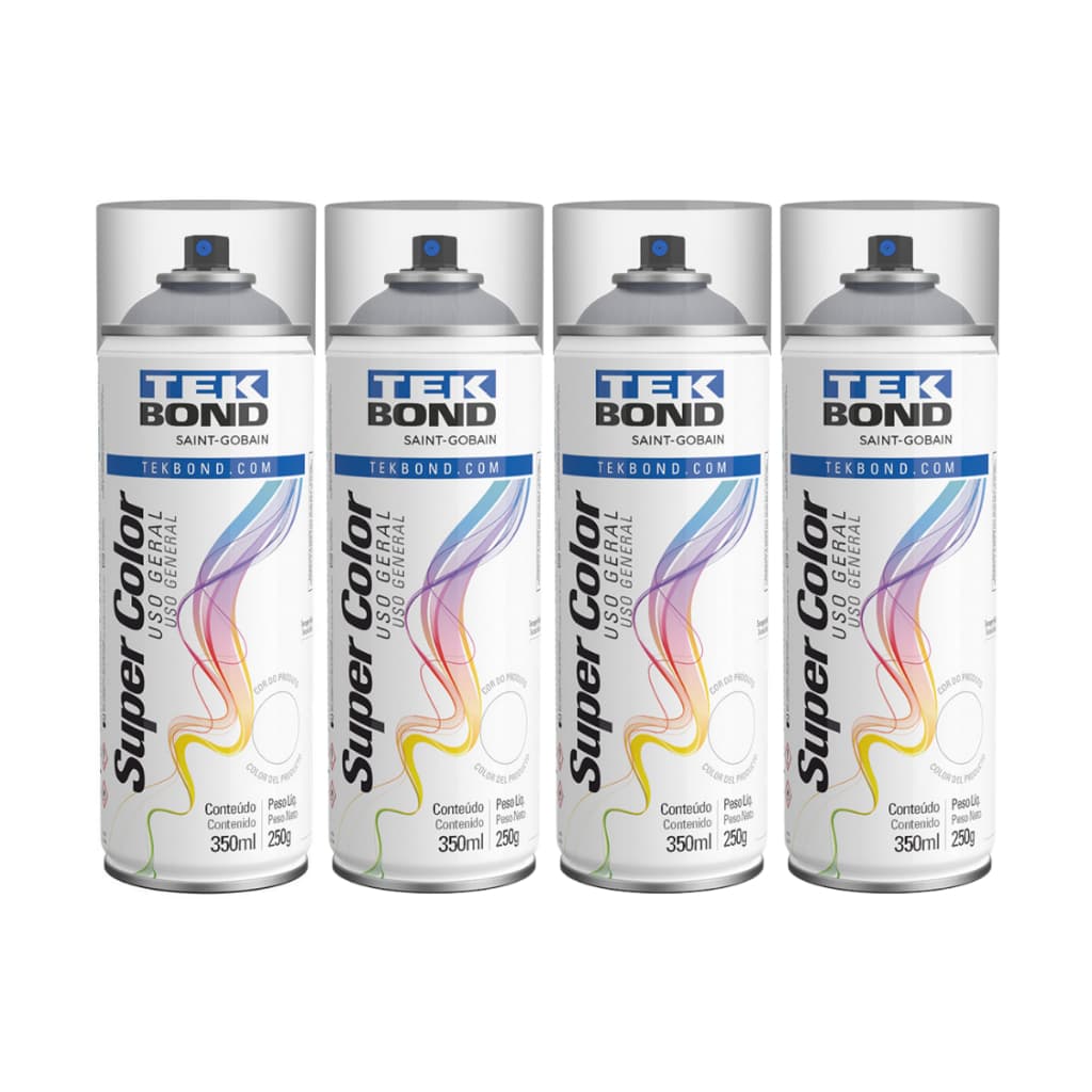 Verniz Spray Incolor Brilhante de Uso Geral 350ml Tekbond KIT COM 4