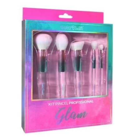 Kit de Pinceis Profissionais Glam ED500 Maquiagem Pincel Base Blush Sombra Macrilan