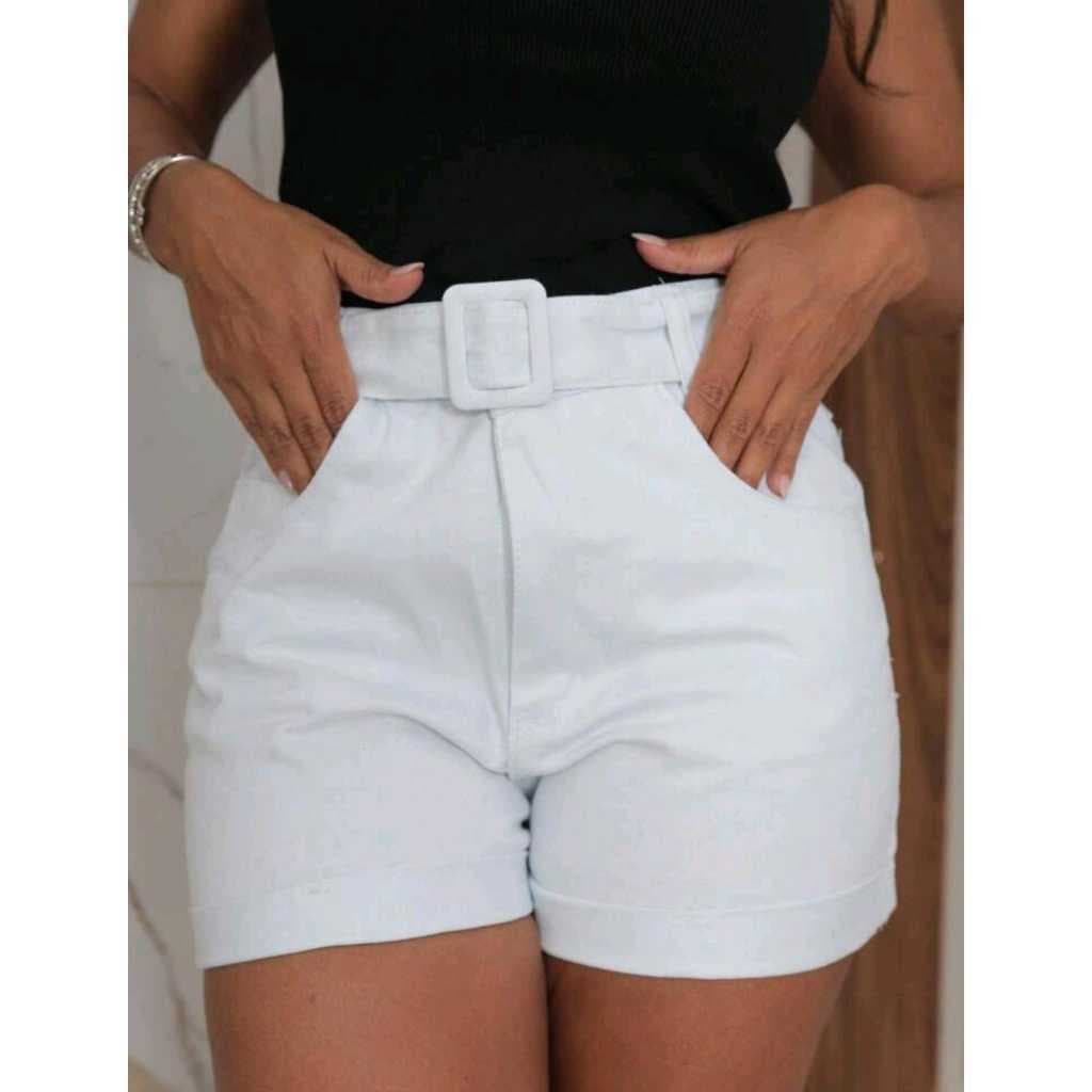 Short Jeans Tradicional Feminino Com Cinto Fivela