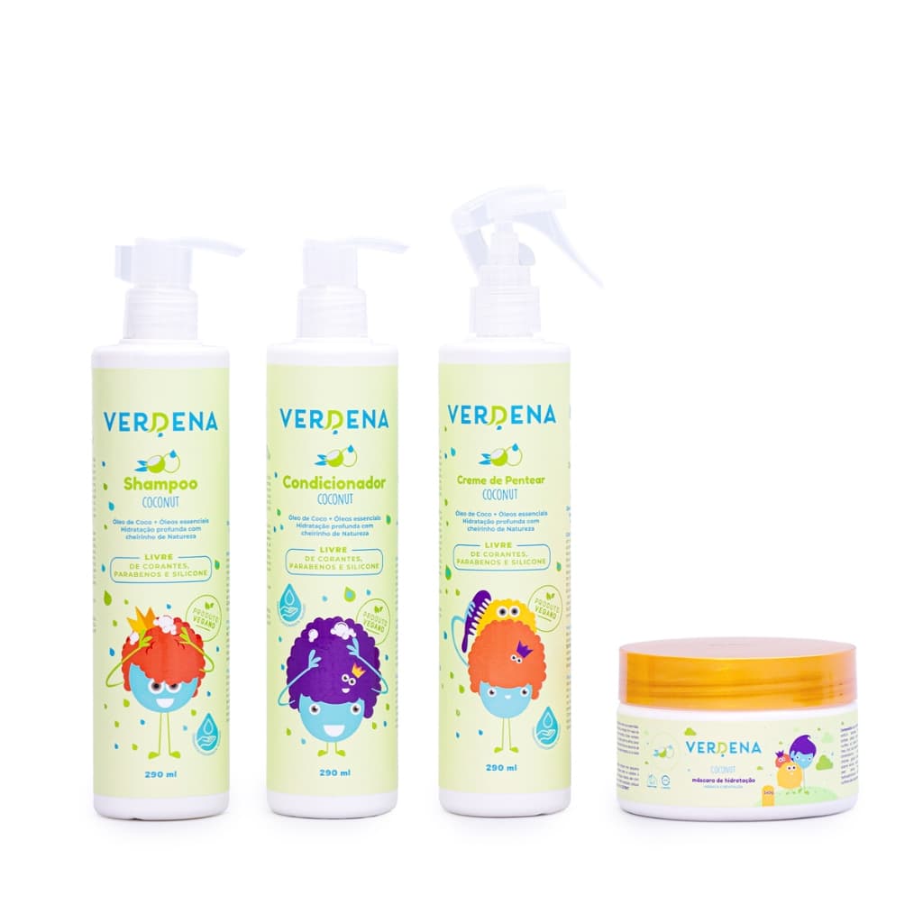 Kit infantil vegano de cuidado dos cabelo