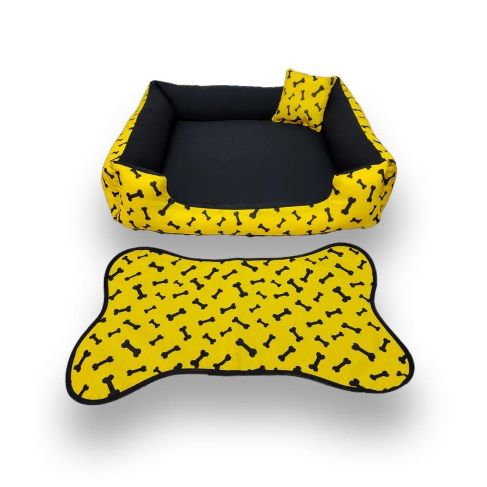 cama cachorro grande cama pet até 15kg +tapete pra comedouros caminha G 70x70cm cama com zíper