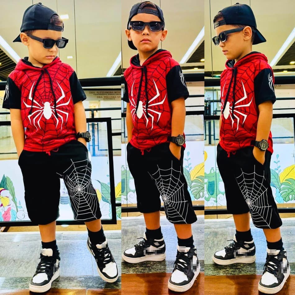Conjunto Juvenil Spider Man Masculino Bermuda Camisa Infantil Lançamento ENVIO EMEDIATO