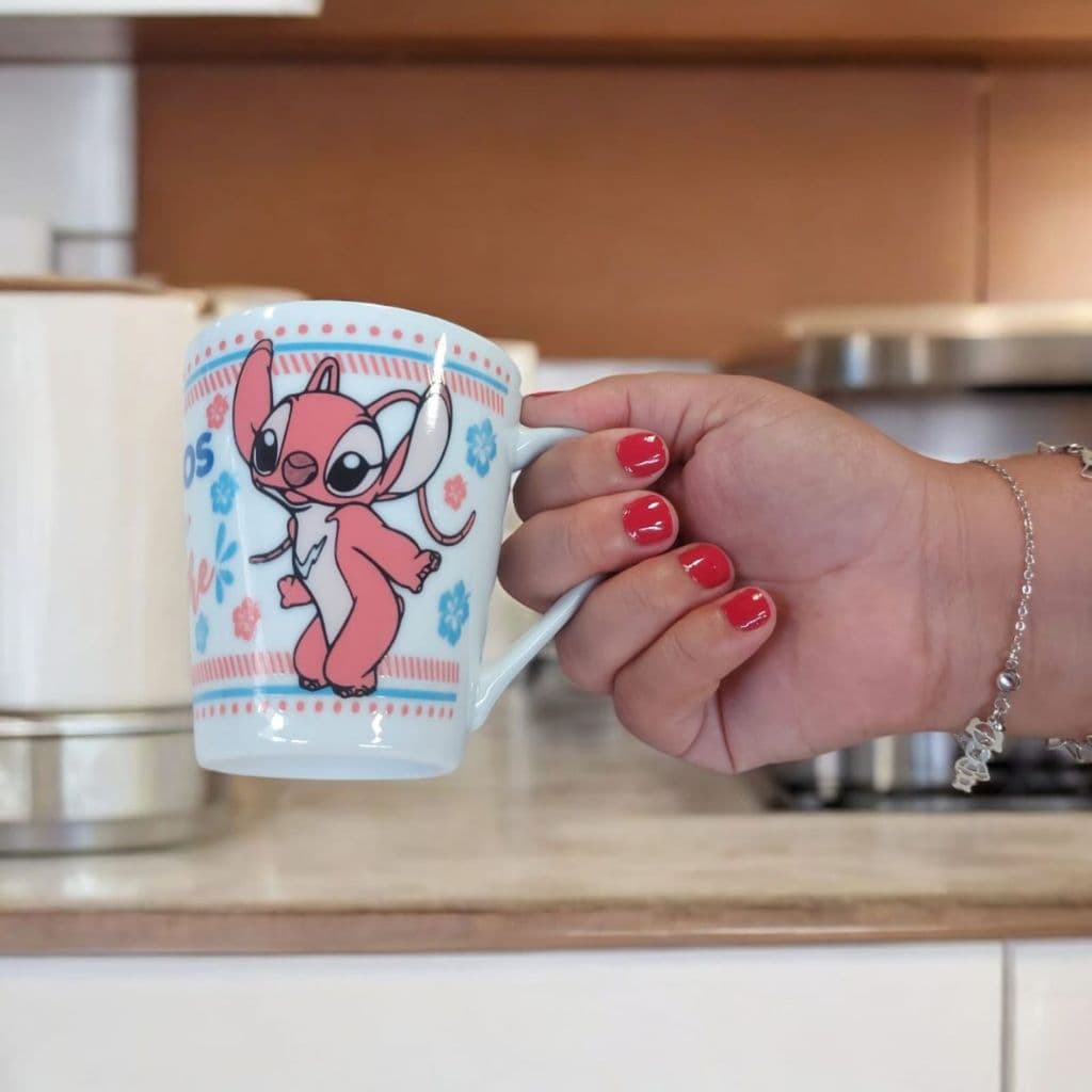 Jogo Caneca Porcelana Lilo stitch Xícara Chá Café Personalizada 290ml