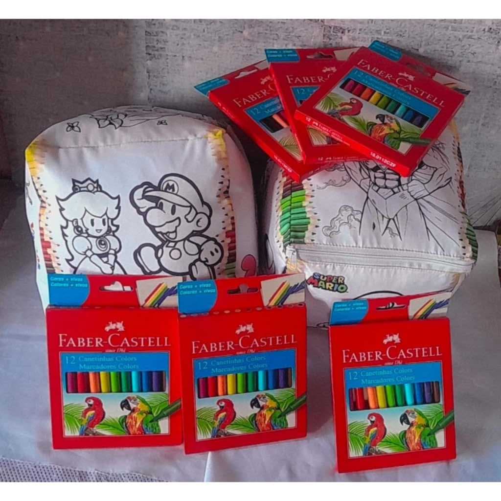 CUBO ALMOFADA  PINTE E LAVE COM CANETINHAS PARA COLORIR