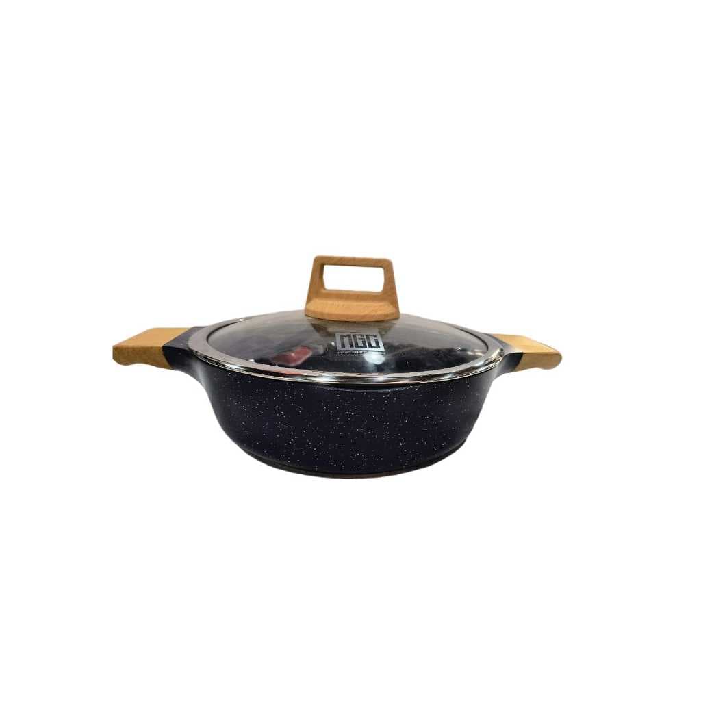 Panela Caçarola de Cerâmica antiaderente Azul que vai em fogão de indução com tampa de vidro 24 cm