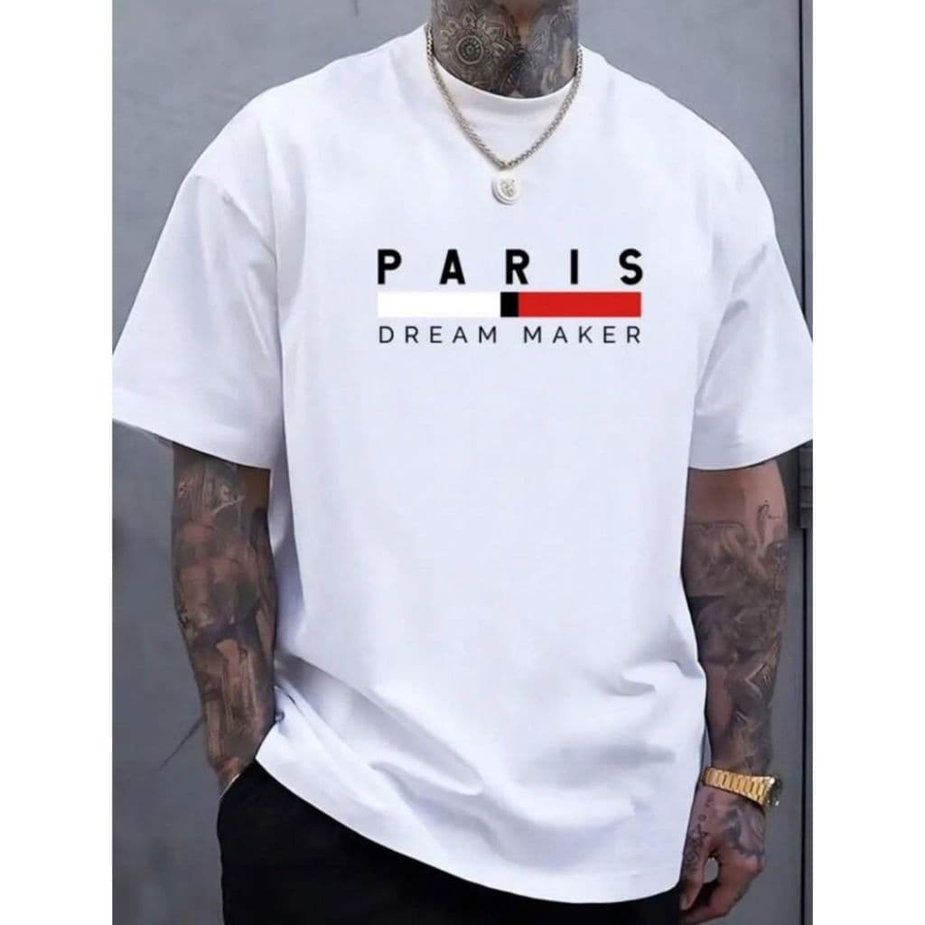 Camiseta Masculina Estampada Paris StreetWear Camisa Básica Malha 30.1