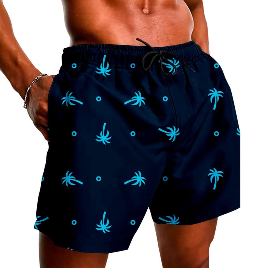 Short Masculino Tactel Elastano Com Bolsos Moda Praia Futebol Coqueiro P AO G3