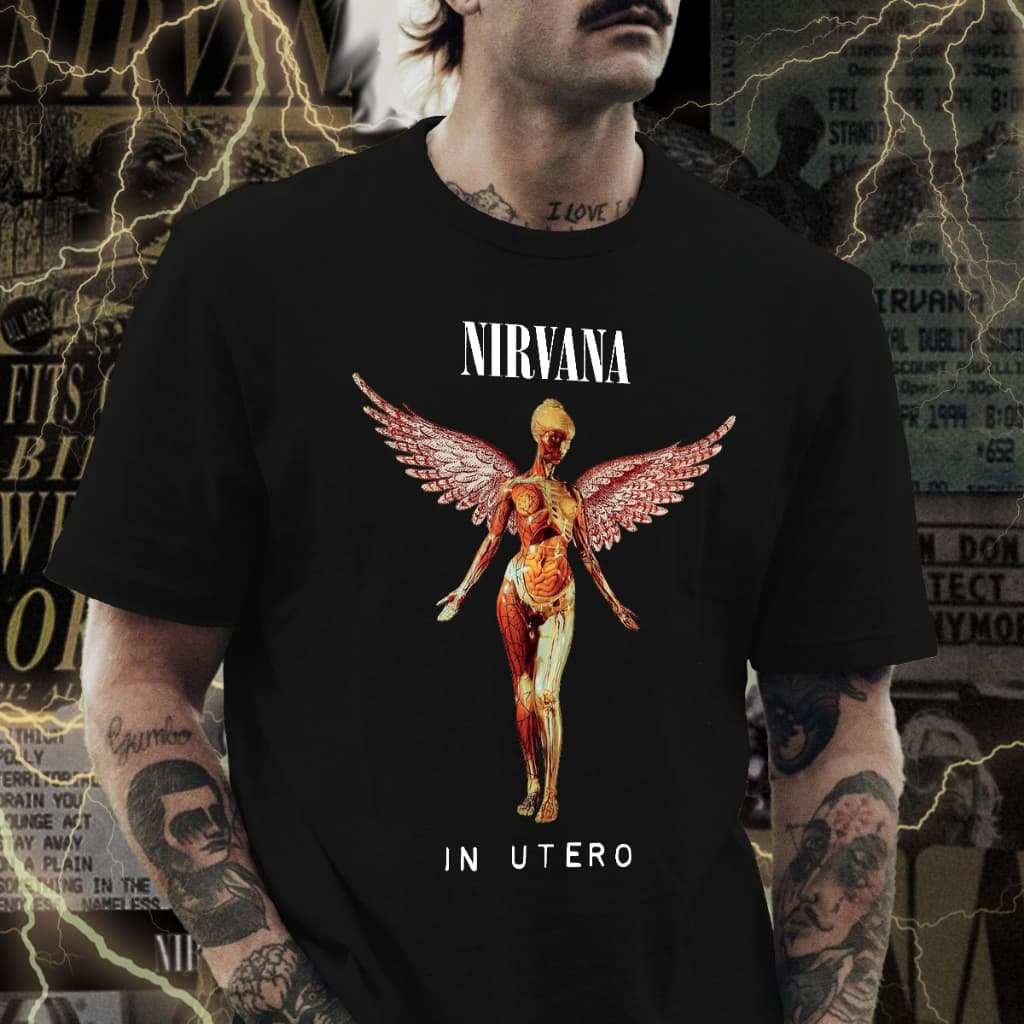 Camisa Camiseta Nirvana in Utero Banda de Rock Unissex 100% Algodão