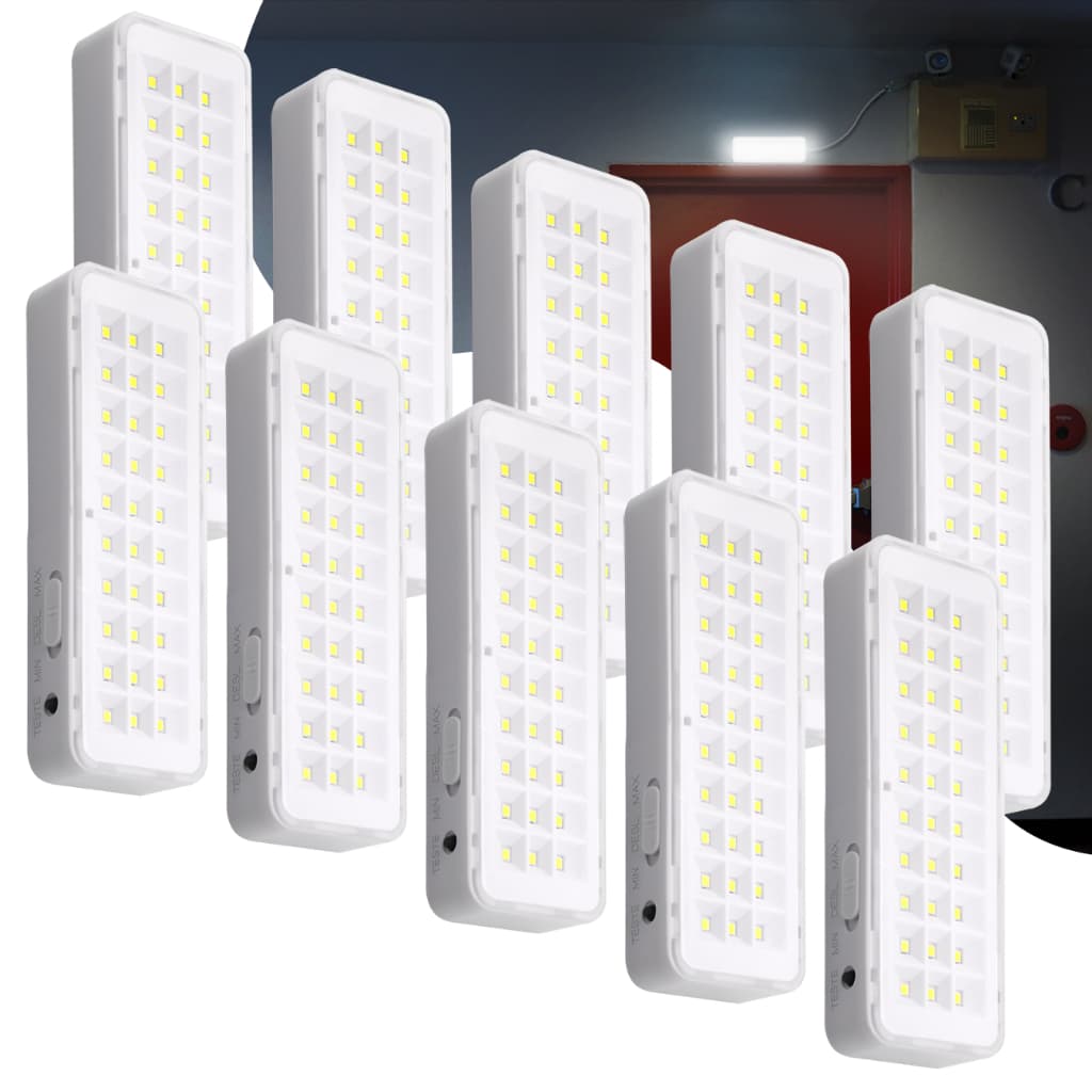Kit 10 ou 20  Luminária Emergência Lâmpada 30Leds Portátil Recarregável Bivolt Led Branco Frio