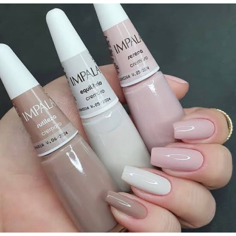Kit 3 Esmaltes Impala Cremoso Serena, Sutileza e Equilibrio - 7,5ml