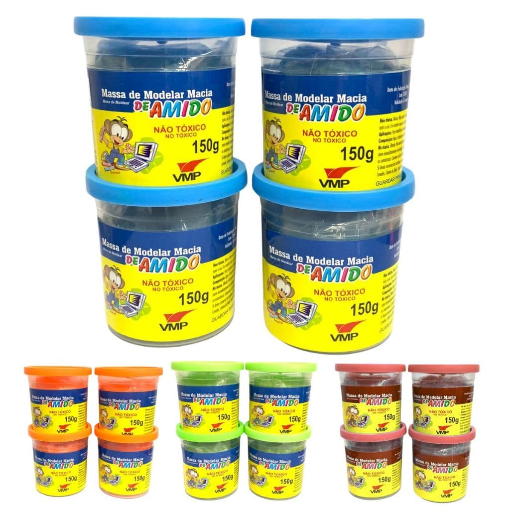KIT 4 Massinhas de Modelar Macia Amido Massa de Modelar 150g Brincadeiras Educativa Massa Escolar