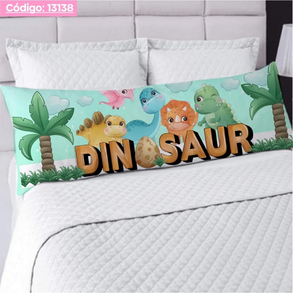 Travesseiro De Corpo Com Fronha Xuxão Fibra de Silicone Personalizado 1.25x0.45cm Dinossauro