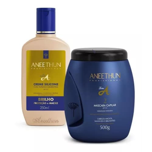 Kit Creme de Silicone + Máscara Capilar Hidratação Intensiva Linha A - Aneethun