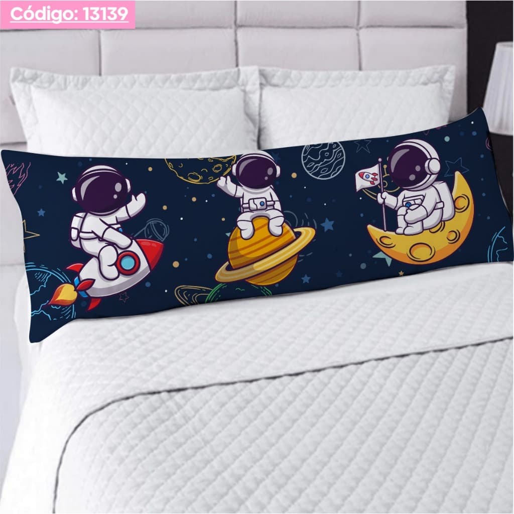 Travesseiro De Corpo Com Fronha Xuxão Fibra de Silicone Personalizado 1.25x0.45cm Astronauta