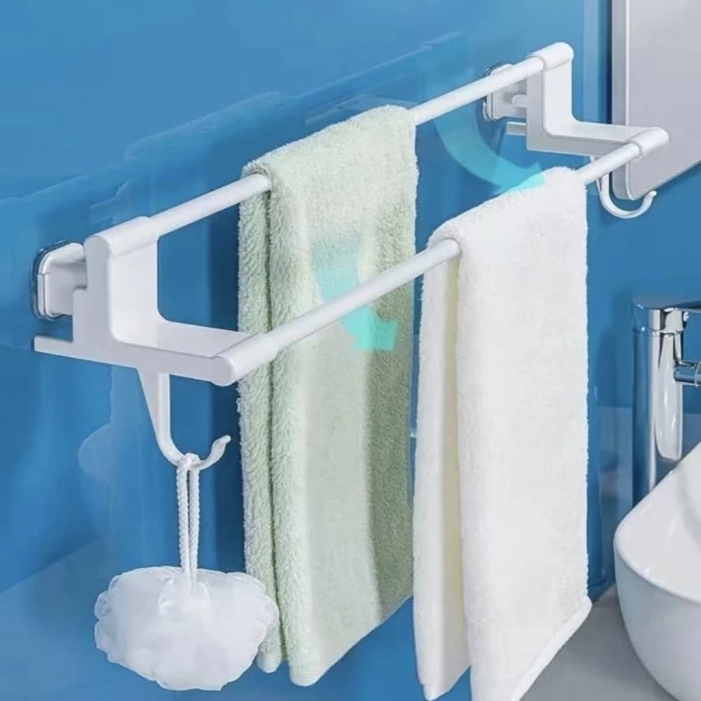 Porta Toalha Duplo Multiuso Para Banheiro Cozinha Com Suporte Adesivo