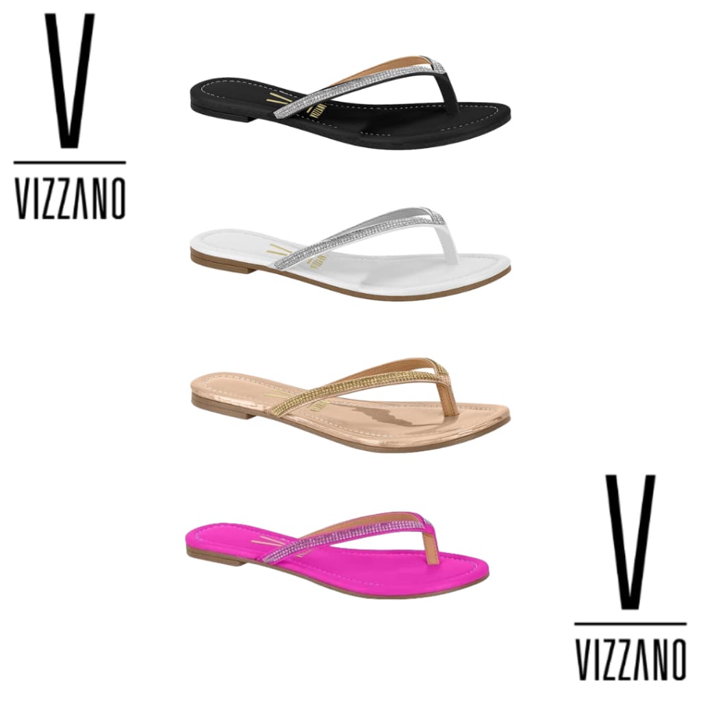 Chinelo Rasteira Vizzano Original Rasteirinha Feminina C/Strass Brilho Napa FRETE GRÁTIS ENVIO Rapid