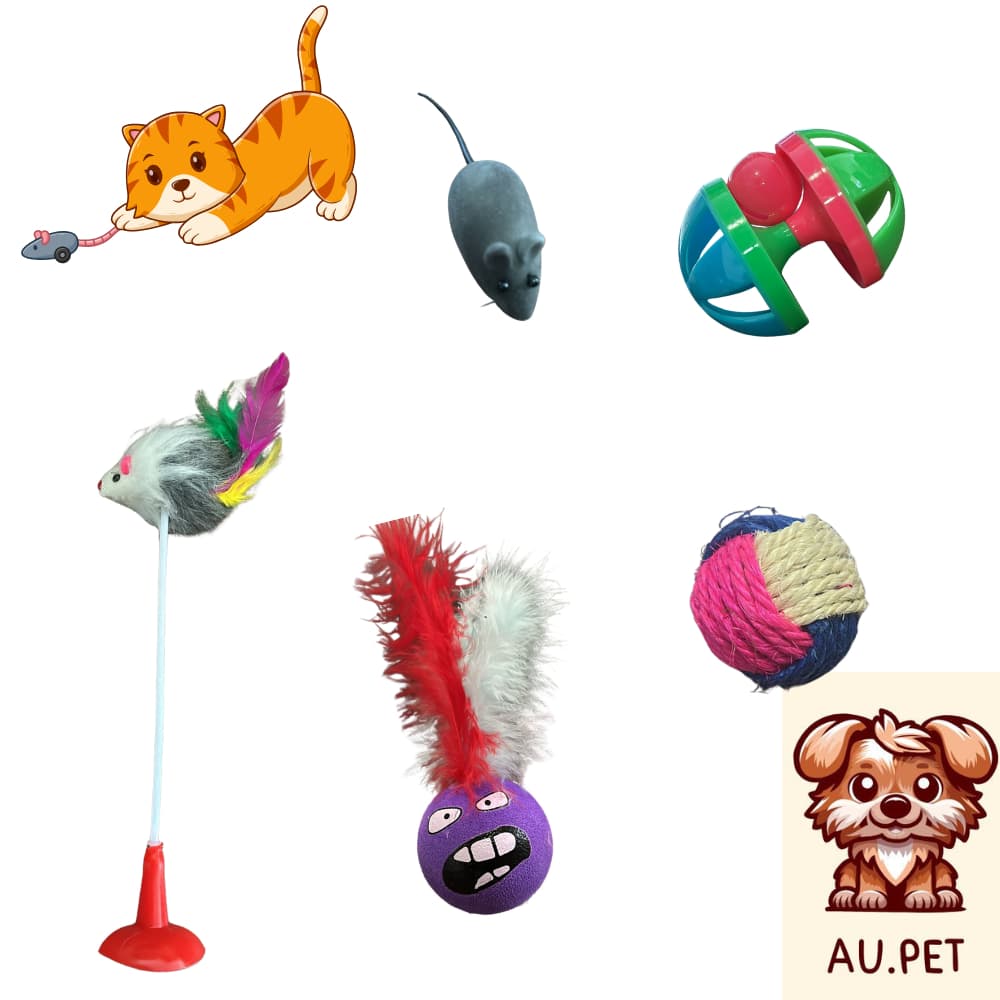 Kit 3/5 Brinquedos para Gatos Ratinho Bolinha Varinha Gatinho
