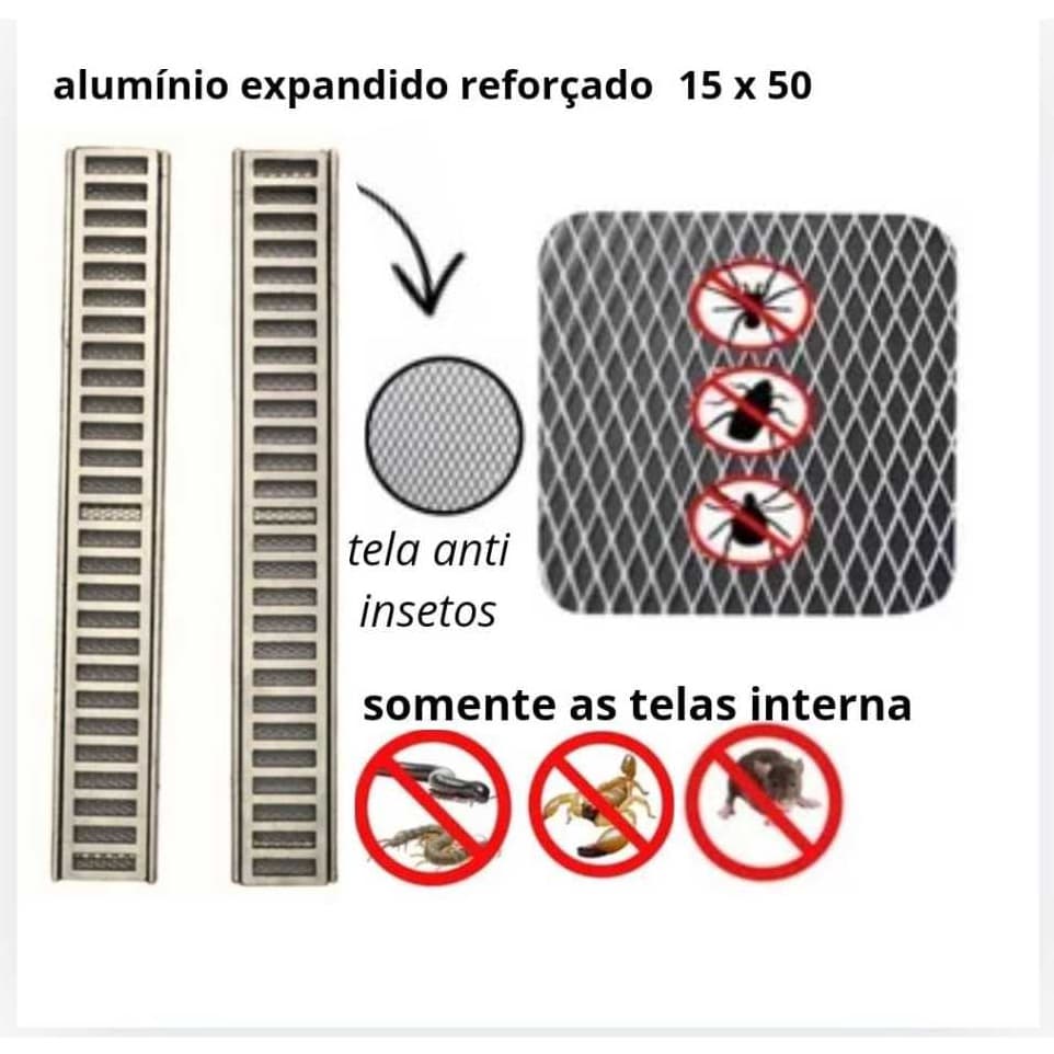 tela alumínio expandido para ralo anti-insetos folhas e sujeira 15 x 50 (NÃO enferruja NÃO desfia)