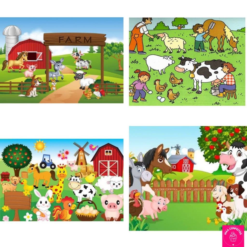 Papéis de Arroz Tam.A4 100% Comestíveis Fazendinha Animais - Jady Confeitos