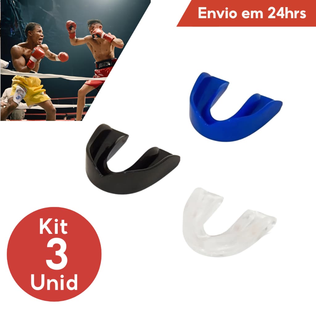Kit 3 Protetor Bucal Simples Moldável Água Quente Luta Boxe