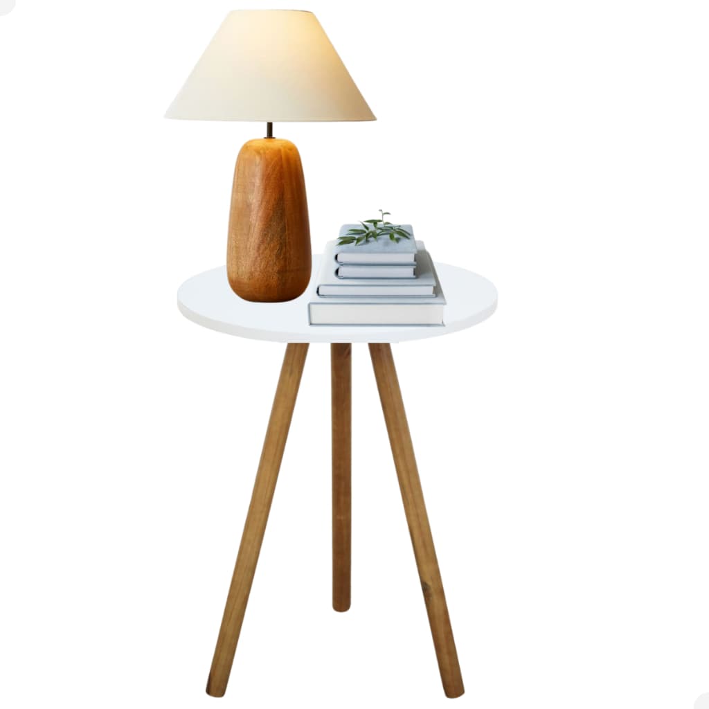 Mesa Lateral Canto 70Cm Redonda Apoio de Sofá Sala de Estar Decoração Recepção Consultório