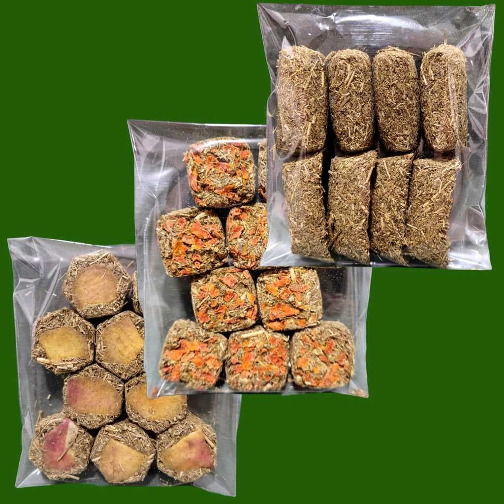 Snack Natural para Roedores – 3 Biscoitos de Feno Nutritivos e Saborosos