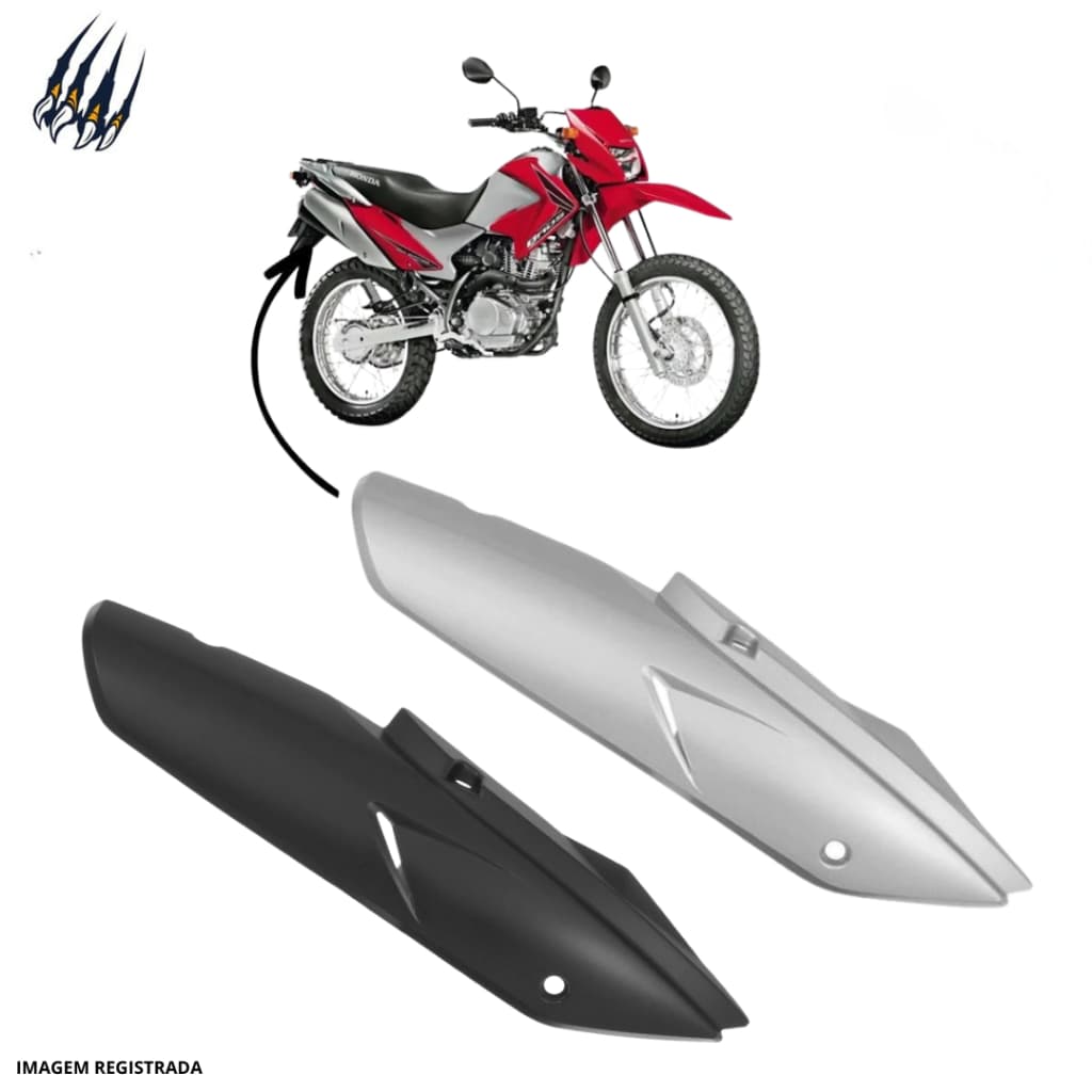 Protetor Escapamento Escape Moto Honda Nxr Bros 150 2009 2010 2011 2012 2013 2014 Prata Cinza Cynos