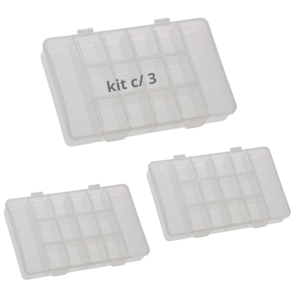 Kit 3 Caixa Box Organizadora c/ Divisórias Porta Acessorios Multiuso Joias Compontentes