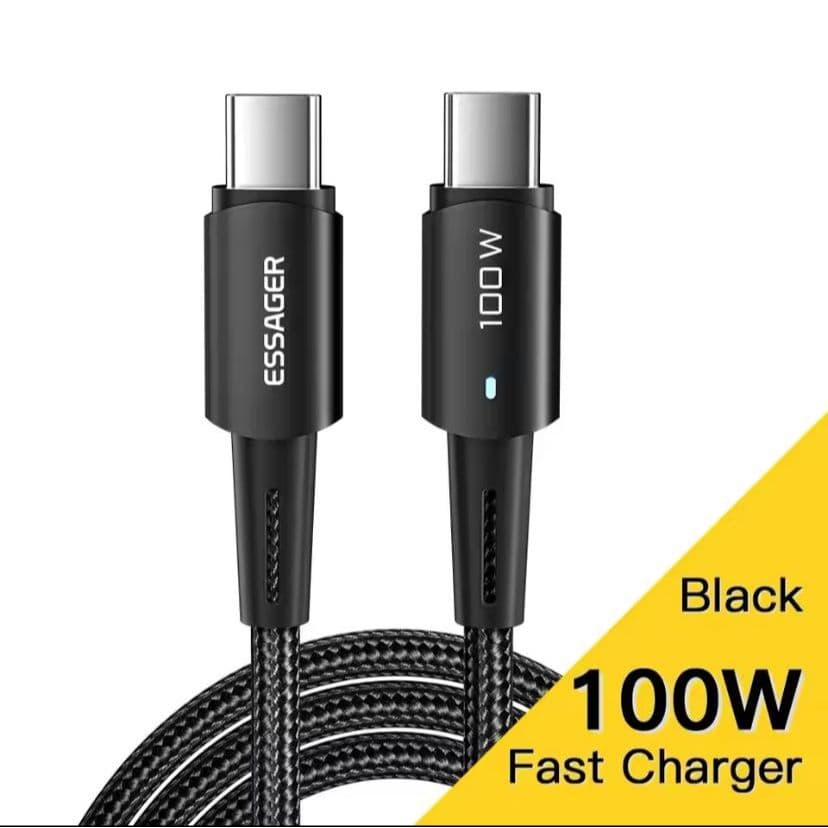 Cabo tipo C 100w PD Original Essager QC 4.0 3.0 cabo de carregamento rápido - 1 Metro