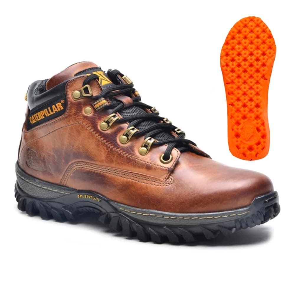 Bota Caterpillar Masculino Coturno Em Couro Legitimo Linda e Confortável + Palmilha Gel