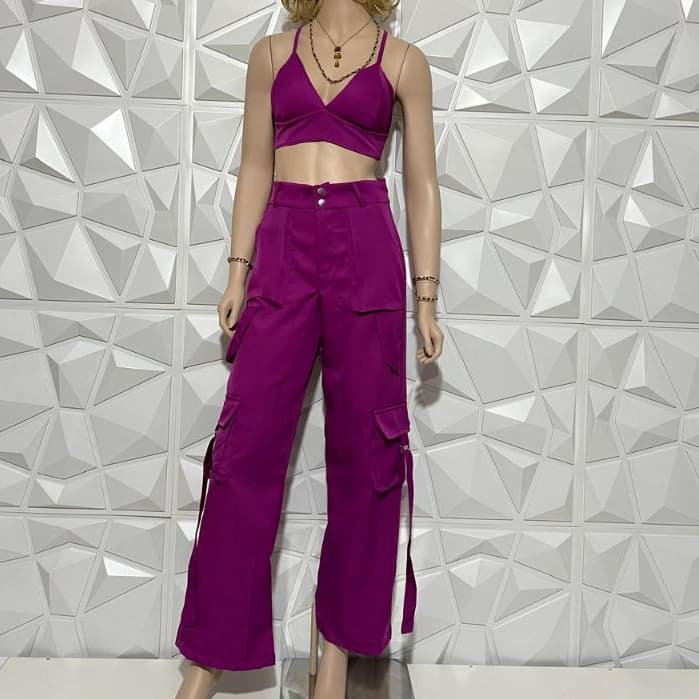 CONJUNTO CALÇA CARGO CONJUNTO FEMININO CALÇA CARGO E CROPEED CONJUNTO ALFAIATARIA