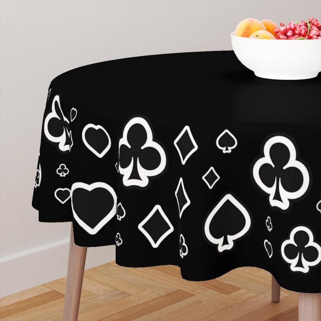Toalha de Mesa Redonda para 4 Lugares Exclusiva Tamanho 135X135cm Baralho Naípes