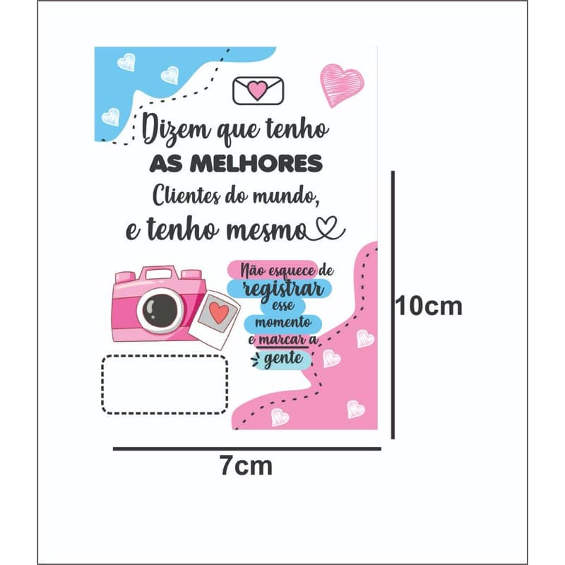 folheto agradecimento + etiqueta personalizada