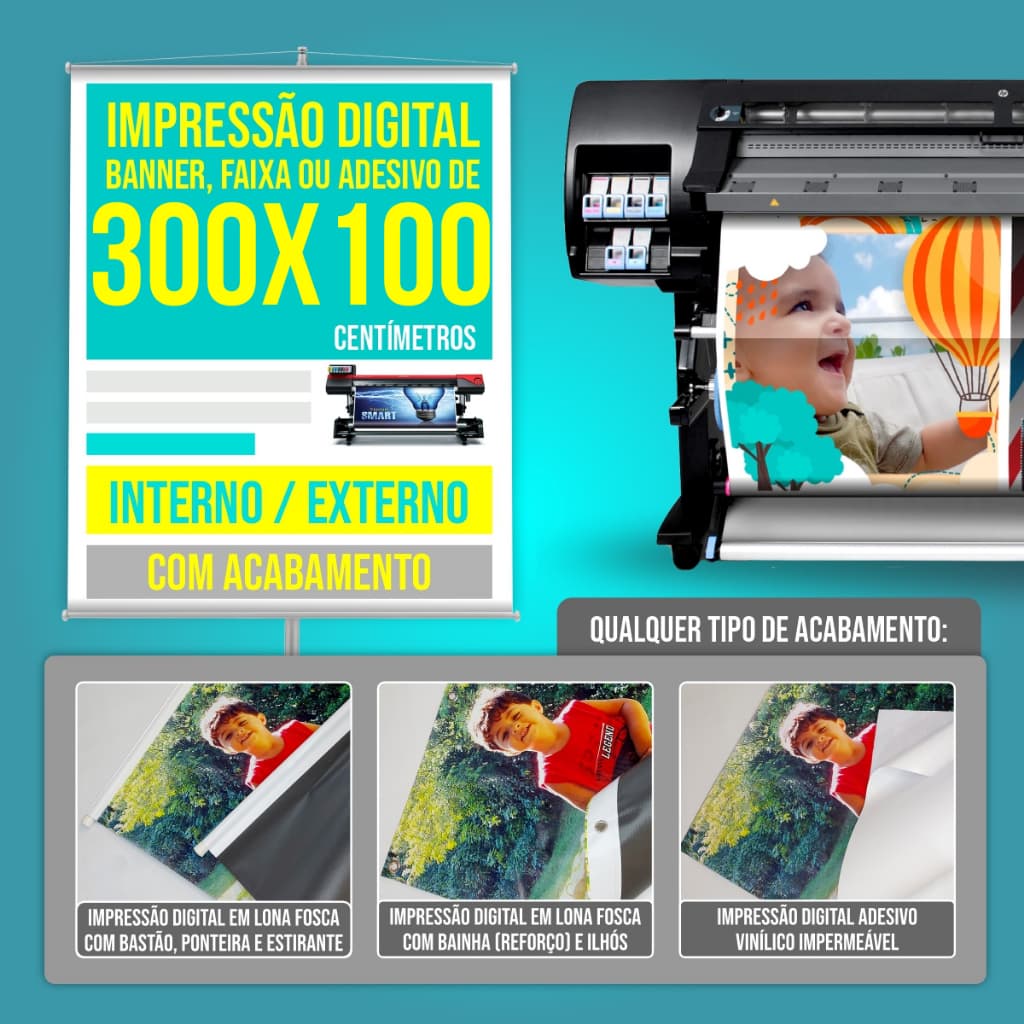 Impressão 300 x 100 cm Lona/ Banner/ Faixa/ Adesivo Aniversário Comércio Personalizado Painel Festa