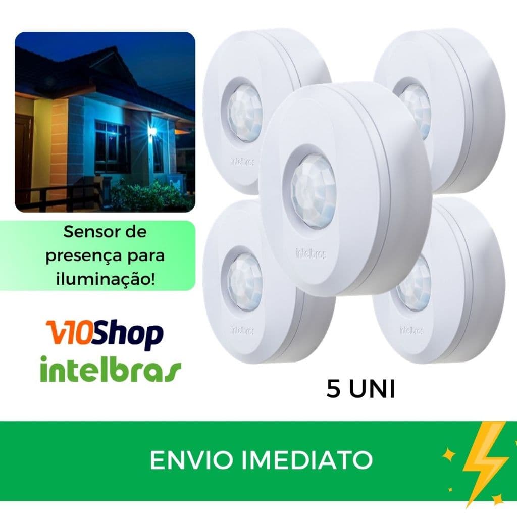 5 Sensor De Presença Iluminação Movimento Espi 360 para Teto para Lampada Intelbras
