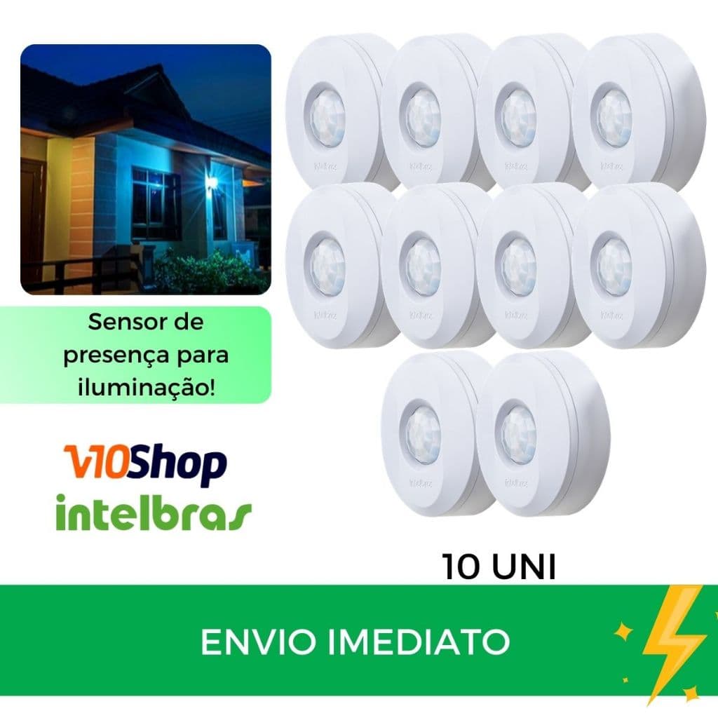 10 Sensor De Presença Iluminação Movimento Espi 360 para Teto para Lampada Intelbras