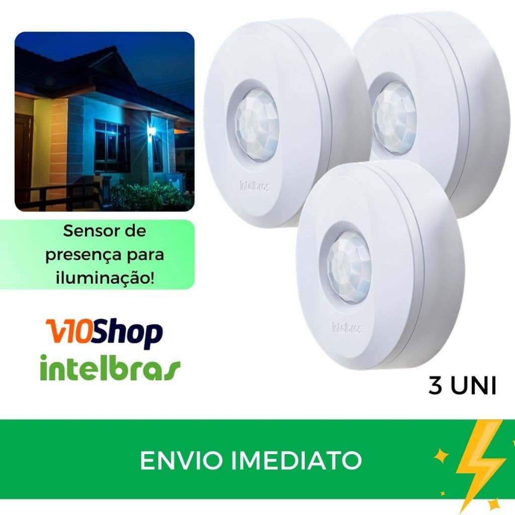 3 Sensor De Presença Iluminação Movimento Espi 360 para Teto para Lampada Intelbras