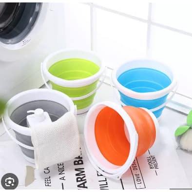 Balde de Silicone Retrátil Dobrável 3L 5L 10L Multiuso Portátil
