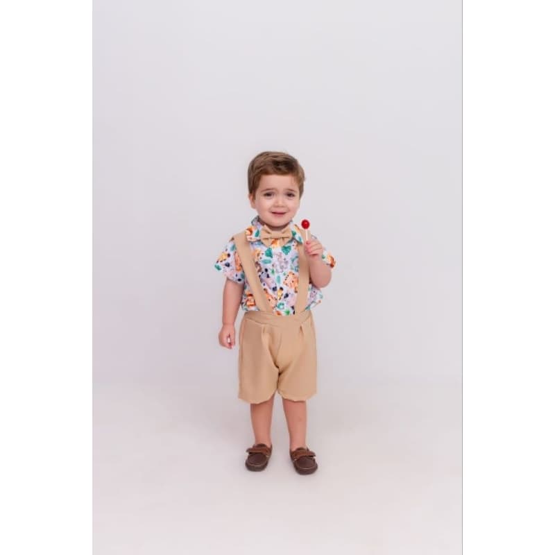 Conjunto social Safari/ batizado/ casamento/conjunto com gravata/ conjunto com suspensório/