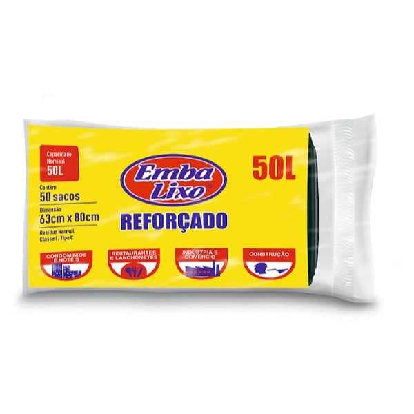 Saco p/ Lixo Preto 50L Reforçado Embalixo