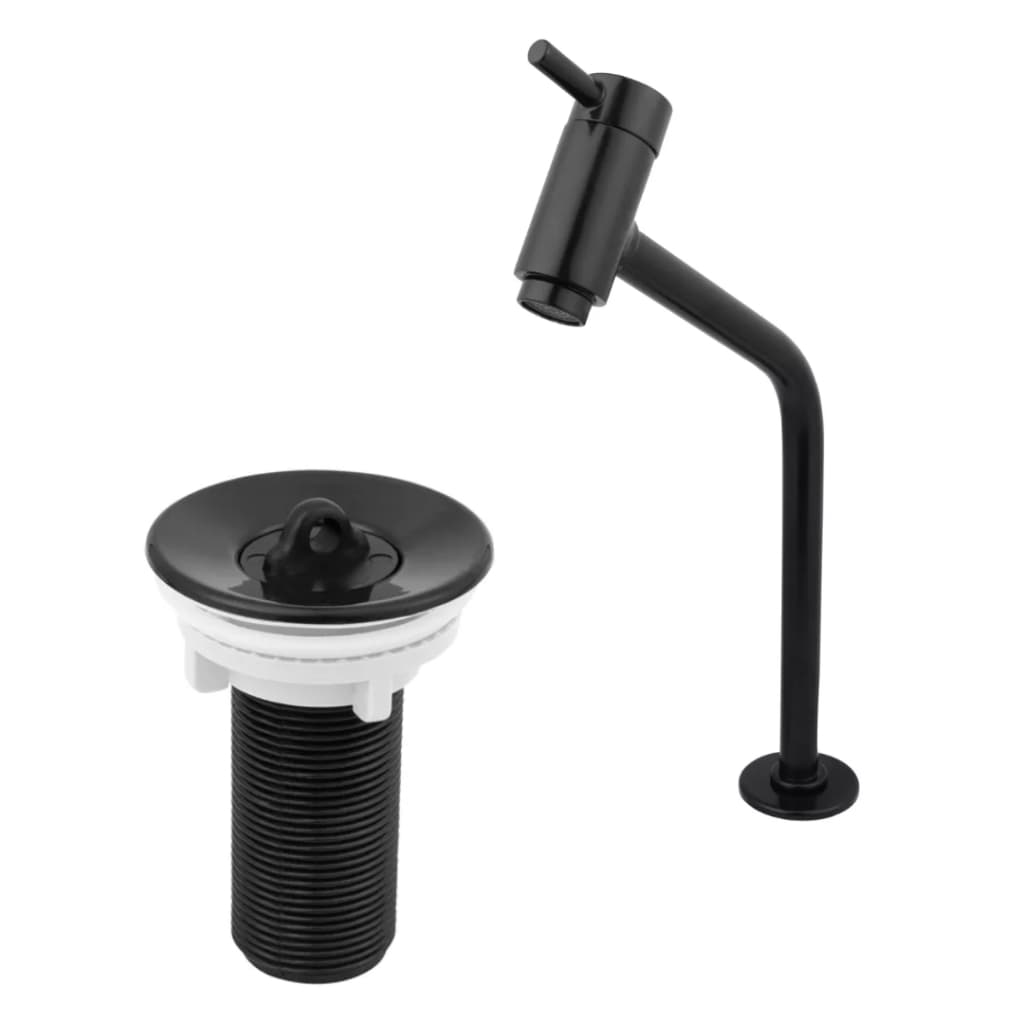 kit Torneira P/lavatório Link Abs Alta Preto + Valvula Lavatório 7/8