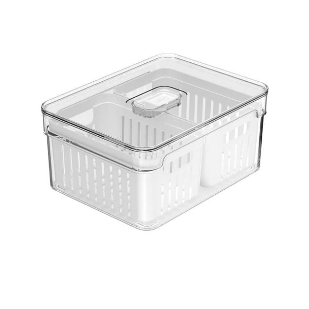 Organizador de Geladeira 2,2L Com 2 Cestos Tampa Acrílico Clear Fresh - OU