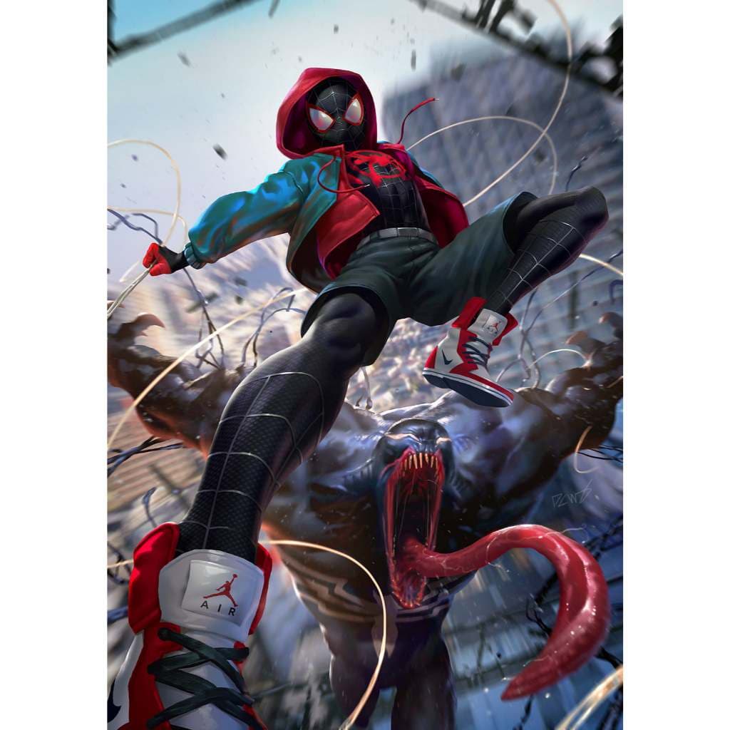 HOMEM ARANHA MILES MORALES - Quadro Decorativo em Mdf - Medida 60x40cm - Decoração - Marvel - Filme