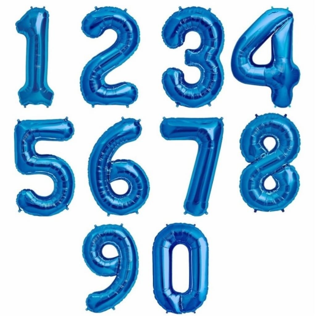 KIT C/ 2 Balão Metalizado Diversas Cores Número 40cm Aniversário Festa AZUL ( LER DESCRIÇÃO )