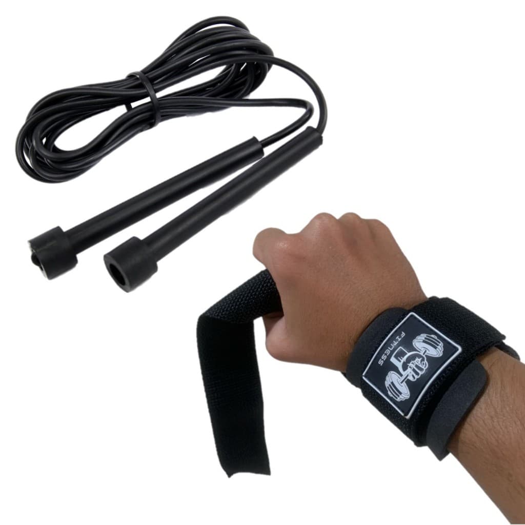 Kit Strap Musculação + Corda De Pular Para Academia