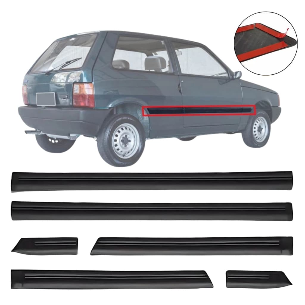 Kit Friso Lateral Porta UNO 2 Portas 1988 1989 1990 1991 1992 1993 1994 Largo 6 Peças