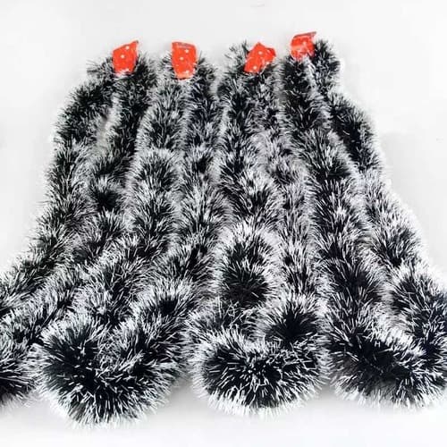 Kit Com 4 Enfeite De Arvore De Natal Festão Nevado 8cm X 2m