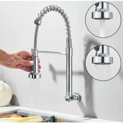 Torneira Gourmet Cozinha Inox Parede Cromada 42cm