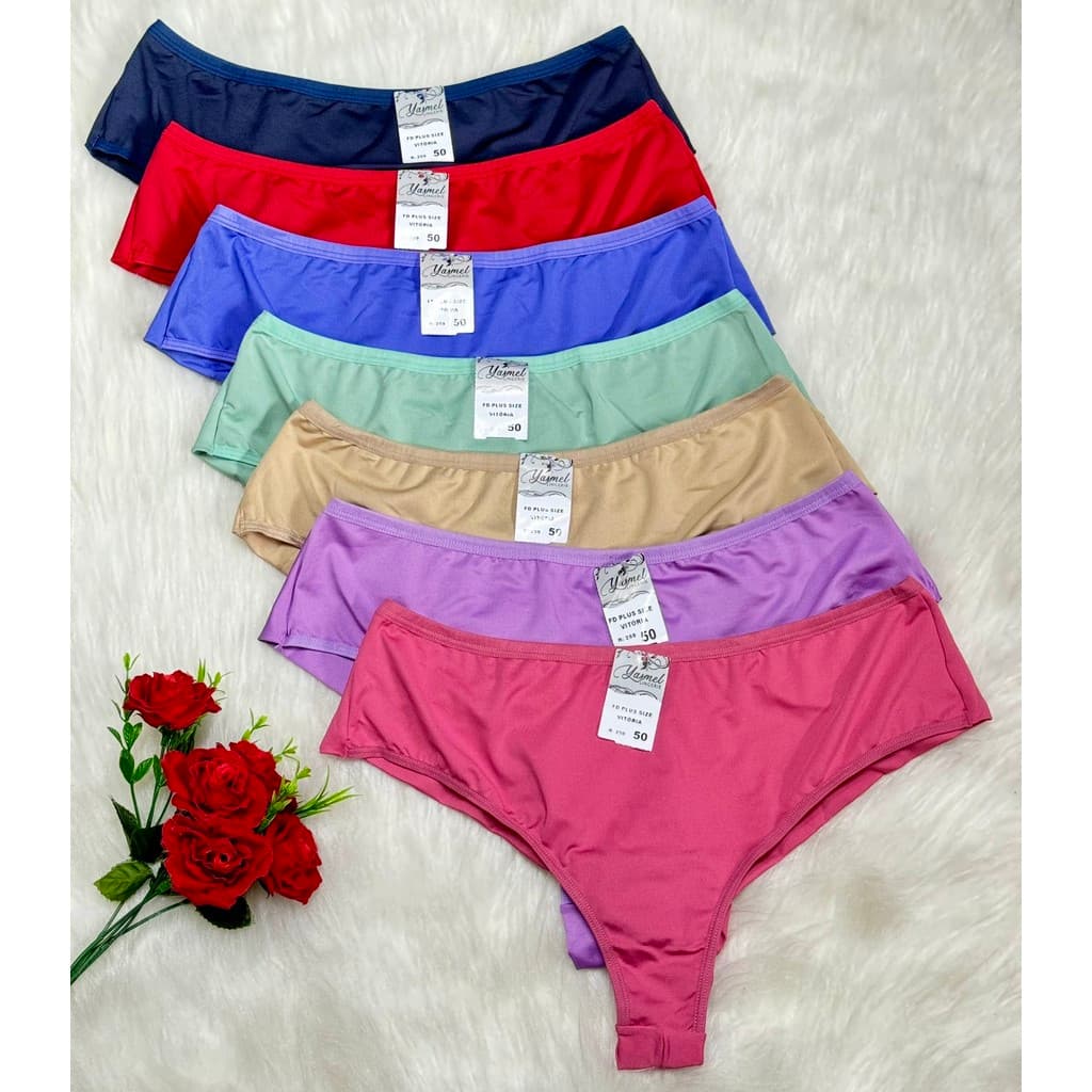 KIT Calcinha Fio Duplo Plus size Microfibra Tanga Fio Dental Lateral Larga